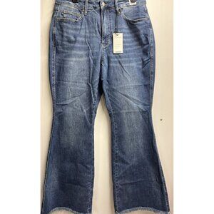 Judy Blue NEW NWT Size 14W Womens Medium Wash High Rise Frayed Hem Flare Jeans